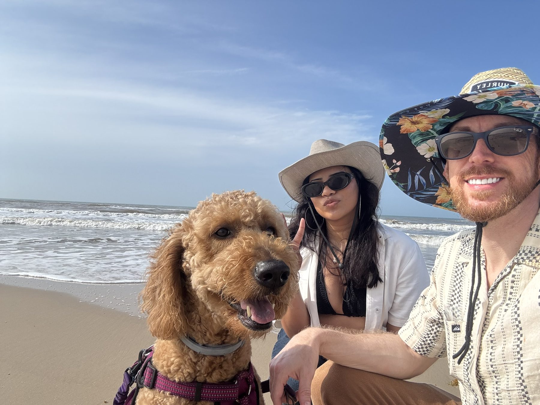 Jordan Polasek and family with Autumn on a Texas beach
